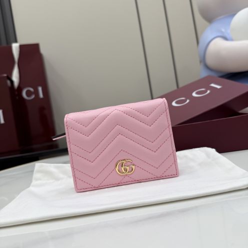 グッチ 並行輸入品 GGマーモント コンパクトウォレット ピンク レザー レディース 定番 466492