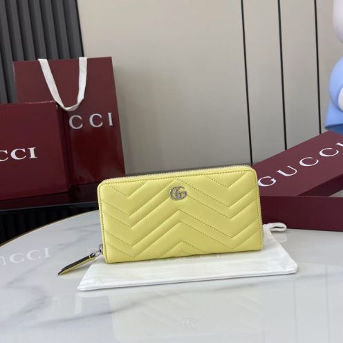 グッチ n級品 GGマーモント ラウンドジップ長財布 イエロー レディース 注目商品 837758