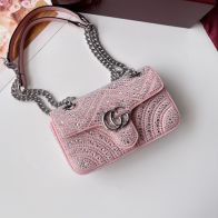 グッチ n級品 GGマーモント クリスタル装飾 2WAYミニバッグ ピンク レディース 446744