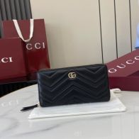 グッチ コピー GGマーモント ラウンドジップ長財布 ブラック レディース 定番 837758