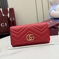 グッチ スーパーコピー GGマーモント フラップ長財布 レッド レザー レディース 注目商品 443436