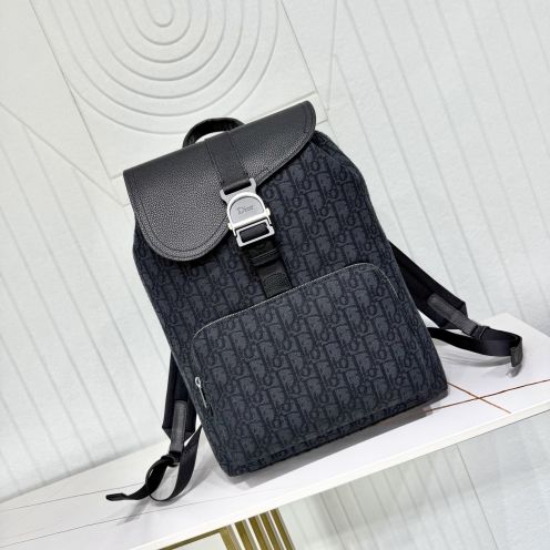 ディオール n級品 サドル バックパック オブリーク柄 ネイビー ブラック シルバー金具 売れ筋