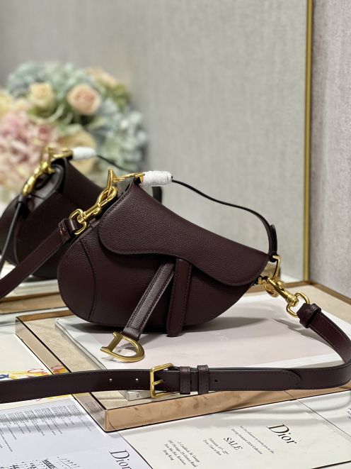ディオール コピー サドル ハンドバッグ ボルドー ゴールド金具 レディース 通販