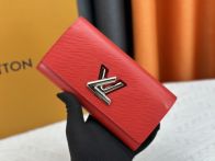 ルイヴィトン コピー ツイスト 長財布 レッド エピレザー LV金具デザイン スリム仕上げ M61179