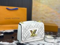 ルイヴィトン スーパーコピー ツイスト ミニバッグ ホワイト レザー LV金具デザイン 上品仕上げ