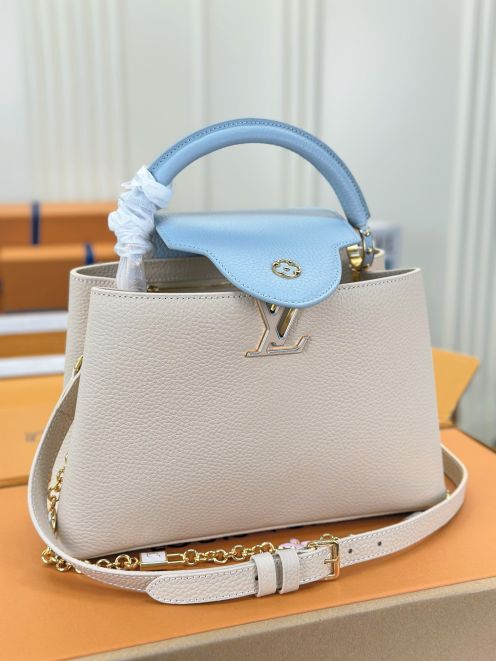 ルイヴィトン ハイブランド カプシーヌ ハンドバッグ バイカラー ベージュ&times;ブルー M23950