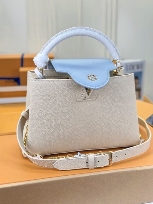 ルイヴィトン コピー カプシーヌ ハンドバッグ バイカラー アイボリー&times;ブルー 上品配色 M23950