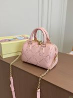 ルイヴィトン n級品 ナノスピーディ ミニボストンバッグ ピンクレザー チェーン付き