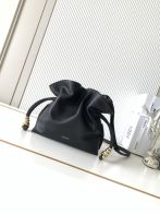 ロエベ ハイブランド フラメンコ ミニバッグ ブラック 巾着デザイン ゴールド金具 コンパクトバッグ 9180