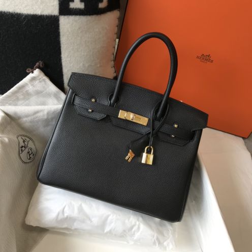 エルメス スーパーコピー バーキン コンパクトバッグ ブラック系 シボレザー ゴールド金具 上質仕様