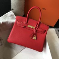 エルメス 並行輸入品 バーキン ハンドバッグ レッド系 シボレザー ゴールド金具 エレガント