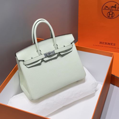 エルメス バーキン スーパーコピー ハンドバッグ ミントホワイト シルバー金具 トゴ調レザー 上品設計