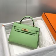 エルメス スーパーコピー ケリー ミニバッグ グリーン ゴールド金具 上質レザー仕上げ