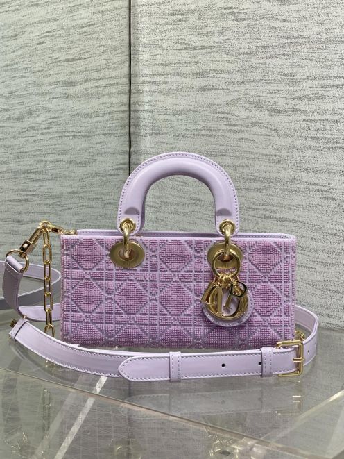 ディオール スーパーコピー レディディオール 2WAYミニバッグ ラベンダー カナージュ刺繍 ゴールド金具 上品デザイン