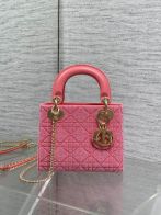 ディオール スーパーコピー レディディオール ミニバッグ ピンク カナージュ刺繍 ゴールド金具 華やかデザイン