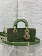 ディオール コピー レディディオール 2WAYミニバッグ グリーン カナージュ刺繍 ゴールド金具 上品デザイン