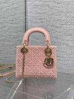 ディオール 並行輸入品 レディディオール ミニバッグ ピンク カナージュ刺繍 ゴールド金具 フェミニンデザイン