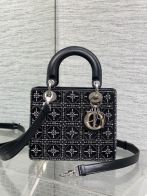 ディオール n級品 レディディオール ミニバッグ 2WAYハンドバッグ ブラック系 ビジュー装飾 幾何学デザイン