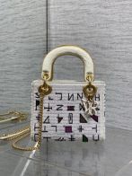 ディオール ハイブランド レディディオール ミニバッグ 2WAYハンドバッグ ホワイト系 刺繍ロゴ 幾何学デザイン