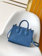 ルイヴィトン 並行輸入品 オンザゴー ミニバッグ ブルー エンボスレザー 上品2WAY仕様 M28181