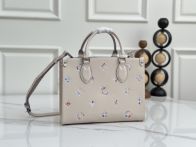 ルイヴィトン コピー オンザゴー ハンドバッグ ベージュ刺繍 上品2WAYコンパクト M29976