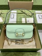 グッチ コピー ホースビット1955 上品レザー 2WAYミニバッグ ミントグリーン ゴールド金具 735178