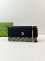 グッチ ハイブランド オフィディア GGキャンバス チェーンウォレット ブラック ベージュ コンビ