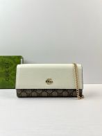 グッチ コピー オフィディア GGキャンバス チェーンウォレット ホワイト ベージュ コンビ