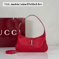 グッチ スーパーコピー ジャッキー1961 2WAYバッグ レッド 横長フォルム シルバー金具デザイン 863137