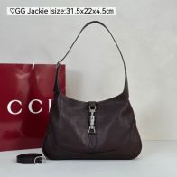 グッチ スーパーコピー ジャッキー1961 ショルダーバッグ ダークブラウン レザー調 シルバー金具 863136