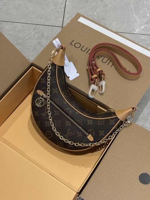 ルイ・ヴィトン n級品 ループ モノグラム チェーンバッグ ブラウン ヌメ革トリムデザイン