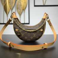 ルイ・ヴィトン ハイブランド ループ モノグラム チェーンバッグ ブラウン ヌメ革トリム仕様 M81098