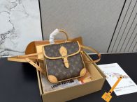ルイヴィトン スーパーコピー モノグラム ミニリュック ブラウン ヌメ革切替 フラップ式 2WAYバッグ