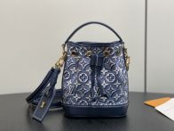 ルイヴィトン ハイブランド ノエ ミニバケットバッグ ネイビー モノグラムジャカード 2WAY ゴールド金具 M2A150
