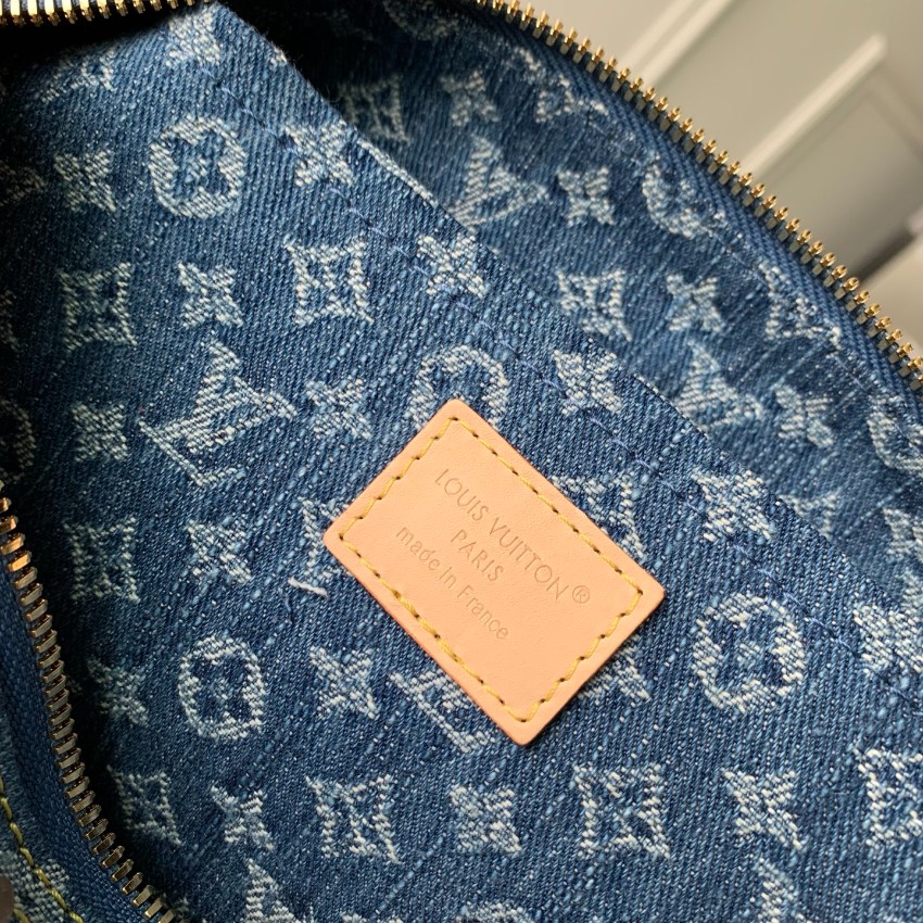 ルイヴィトン コピー ナノスピーディ モノグラムデニム ブルー レザー切替 ミニハンドバッグ_8