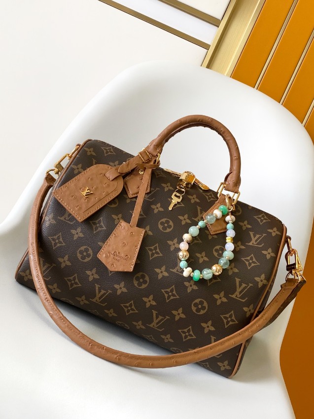 ルイヴィトン スーパーコピー ナノスピーディ モノグラム ブラウン オーストリッチ調レザー ビーズチャーム付 コンパクトボストンバッグ_1