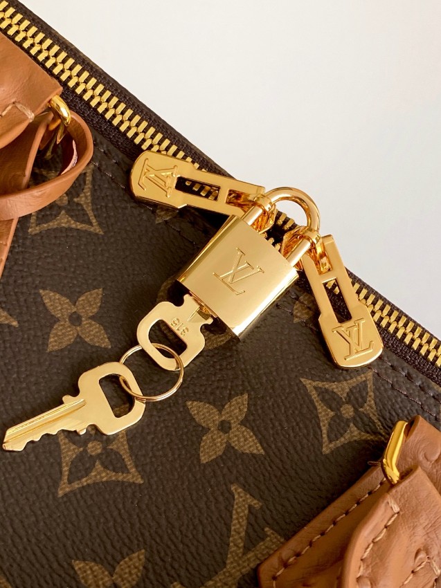 ルイヴィトン スーパーコピー ナノスピーディ モノグラム ブラウン オーストリッチ調レザー ビーズチャーム付 コンパクトボストンバッグ_4