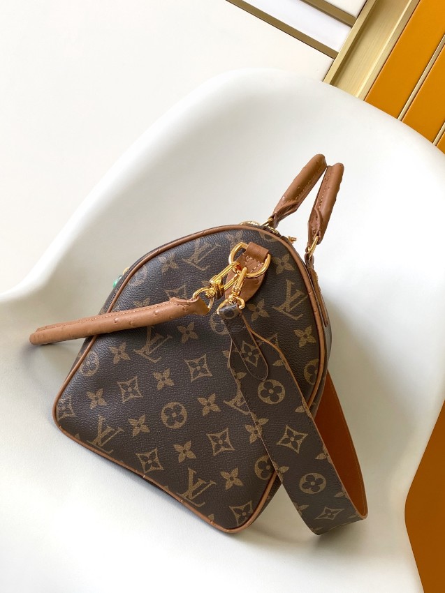 ルイヴィトン スーパーコピー ナノスピーディ モノグラム ブラウン オーストリッチ調レザー ビーズチャーム付 コンパクトボストンバッグ_3