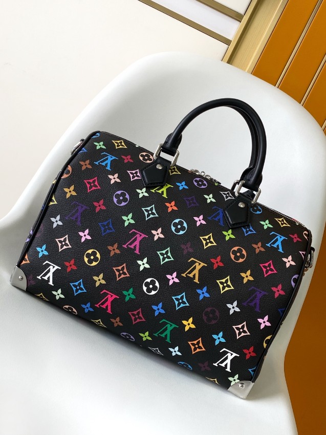 ルイヴィトン n級品 ナノスピーディ モノグラムマルチカラー ブラック シルバー金具 コンパクトボストンバッグ_3