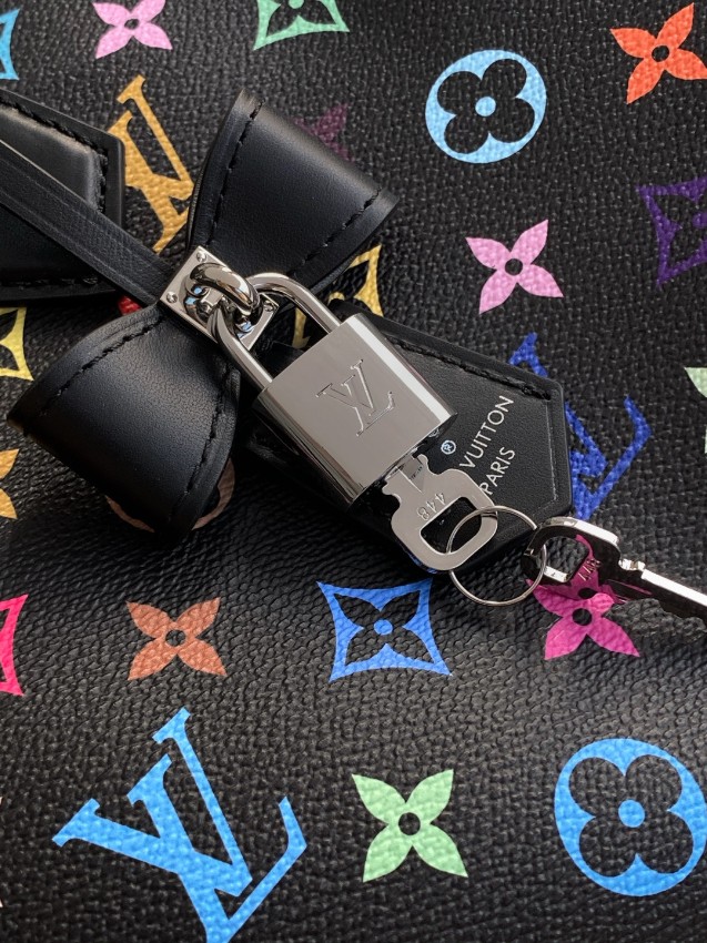 ルイヴィトン n級品 ナノスピーディ モノグラムマルチカラー ブラック シルバー金具 コンパクトボストンバッグ_5