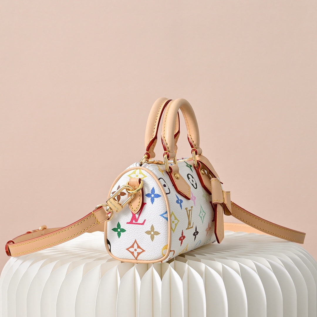ルイヴィトン コピー ナノスピーディ マルチカラーモノグラム レザー切替 ミニボストンバッグ ホワイト 定番_3