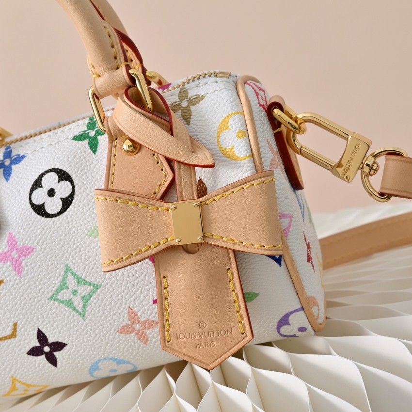 ルイヴィトン コピー ナノスピーディ マルチカラーモノグラム レザー切替 ミニボストンバッグ ホワイト 定番_2