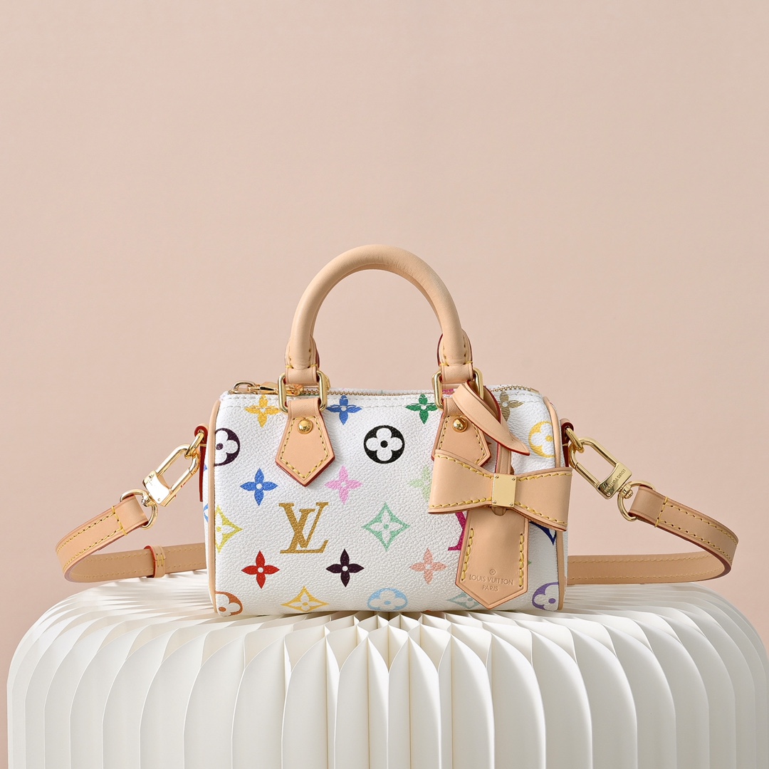 ルイヴィトン コピー ナノスピーディ マルチカラーモノグラム レザー切替 ミニボストンバッグ ホワイト 定番_6