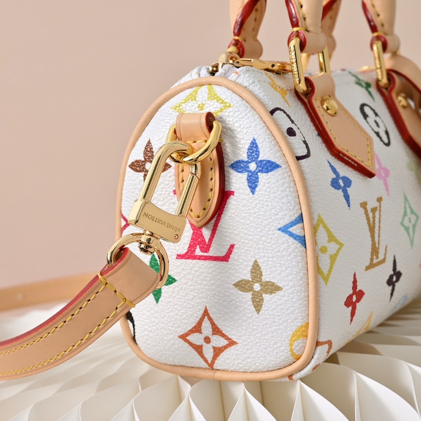 ルイヴィトン コピー ナノスピーディ マルチカラーモノグラム レザー切替 ミニボストンバッグ ホワイト 定番_4
