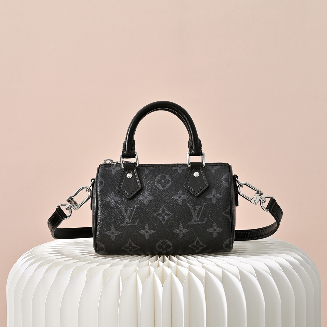 ルイヴィトン ハイブランド ナノスピーディ モノグラムシャドウ 2WAYミニバッグ ブラック レディース_1