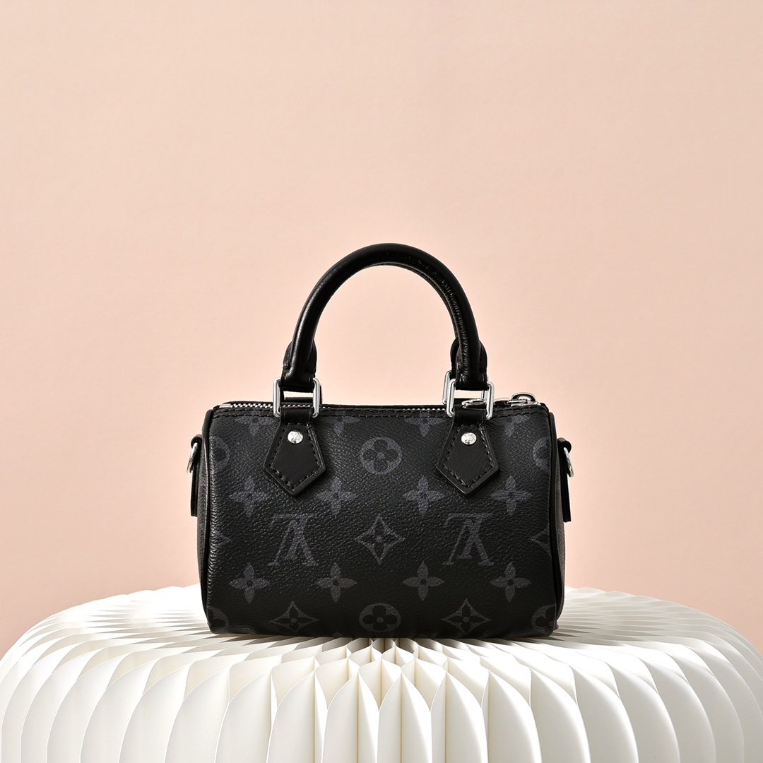 ルイヴィトン ハイブランド ナノスピーディ モノグラムシャドウ 2WAYミニバッグ ブラック レディース_5