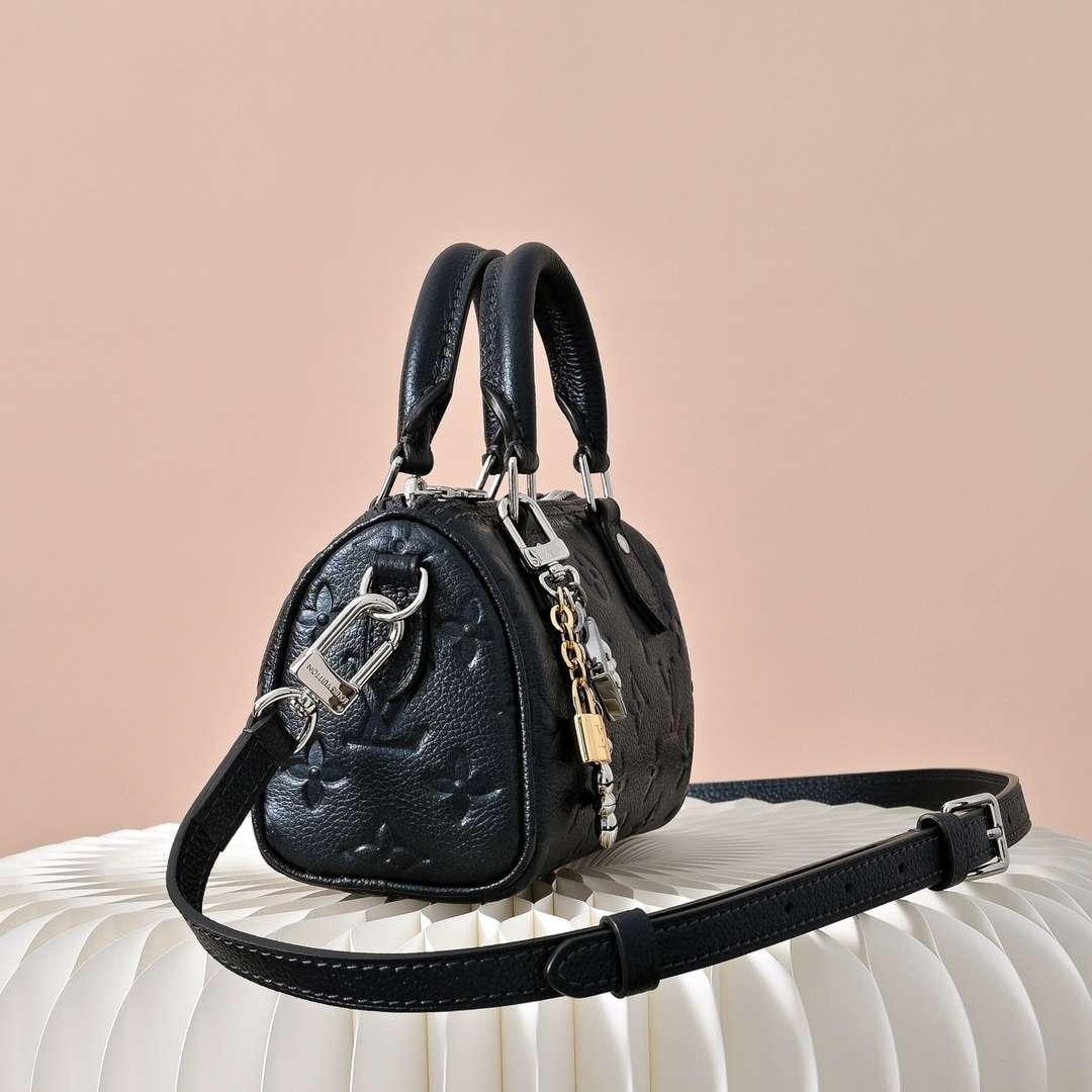 ルイヴィトン 並行輸入品 ナノスピーディ アンプラントレザー チャーム付き ミニボストンバッグ ブラック 通販_4