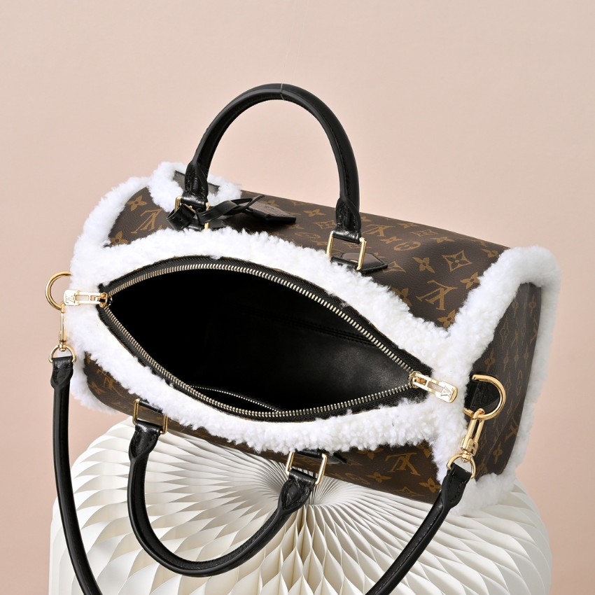 ルイヴィトン スーパーコピー 届く ナノスピーディ モノグラム ファー切替 2WAYミニバッグ ブラウン 新作_1