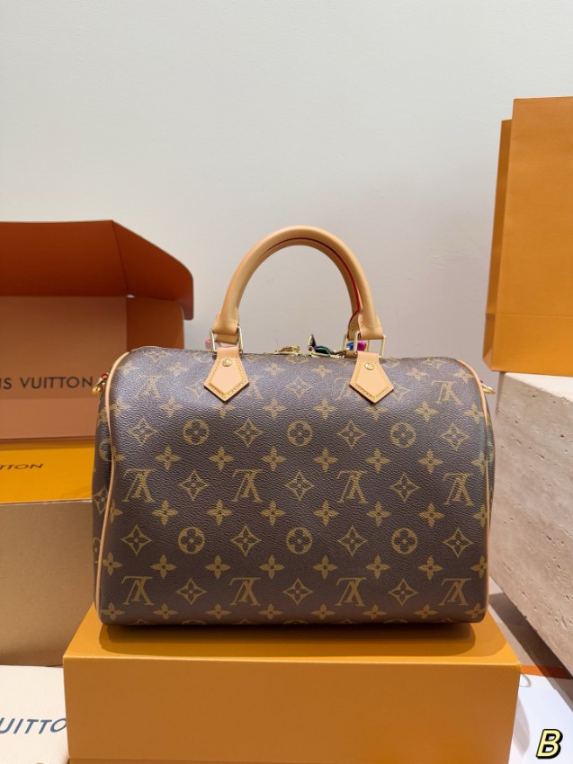 ルイヴィトン スーパーコピー ナノスピーディ モノグラム チャーム装飾 ミニボストンバッグ ブラウンピンク 人気モデル_1