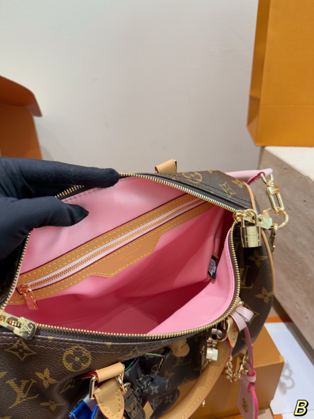 ルイヴィトン スーパーコピー ナノスピーディ モノグラム チャーム装飾 ミニボストンバッグ ブラウンピンク 人気モデル_4